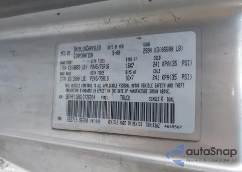 2001 Dodge Ram 1500 St z USA, uszkodzony, nr VIN 3B7HF13Z61G726914